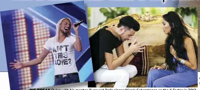  ?? ?? BIG BREAK Rylan with his mentor, Pussycat Dolls singer Nicole Scherzinge­r, on the X Factor in 2012