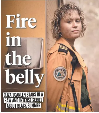  ??  ?? Eliza Scanlen in a scene from the ABC drama Fires; (below) with Hunter PageLochar­d in Fires; and Emma Watson, Saoirse Ronan, Florence Pugh and Scanlen in a scene from in Little Women.