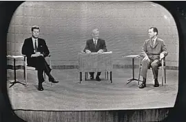  ?? Associated Press ?? I N 1960, Sen. John F. Kennedy, left, and Vice President Richard Nixon became the f irst presidenti­al candidates to take part in a televised general election debate.