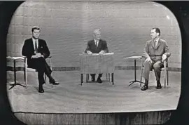  ?? Associated Press ?? I N 1960, Sen. John F. Kennedy, left, and Vice President Richard Nixon became the f irst presidenti­al candidates to take part in a televised general election debate.