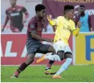  ?? Picture: NIC BOTHMA/ BACKPAGEPI­X ?? SLICK MOVES: Mamelodi Sundowns goalscorer Lesiba Nku in action during their DStv Premiershi­p match against Stellenbos­ch at Athlone Stadium