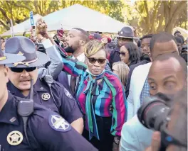  ?? NICOLE CRAINE/THE NEW YORK TIMES ?? Wanda Cooper-Jones, the mother of Ahmaud Arbery, leaves a Georgia courthouse Wednesday after three white men were convicted in her son’s killing.