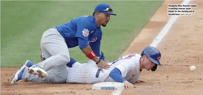  ?? NAM Y. HUH/AP ?? Youngster Nico Hoerner (right) is battling veteran Jason Kipnis for the starting job at second base.