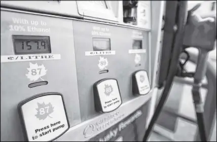  ?? CP PHOTO ?? A gas pump is pictured in Vancouver, B.C. earlier this week.