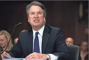  ?? SAUL LOEB, POOL / AP ?? Brett Kavanaugh speaks before the Senate Judiciary Committee onThursday, denying Christine Blasey Ford’s allegation of sexual assault.