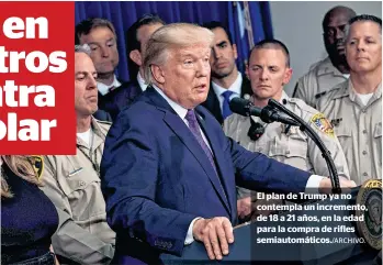  ??  ?? El plan de Trump ya no contempla un incremento, de 18 a 21 años, en la edad para la compra de rifles semiautomá­ticos./ARCHIVO.