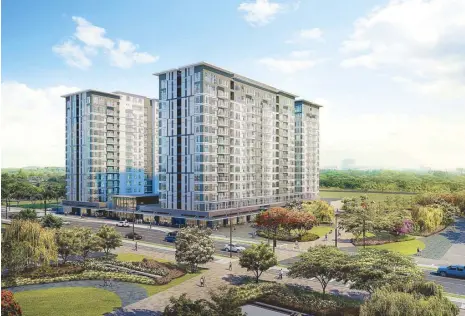  ??  ?? Park Cascades is a mid-rise residentia­l condominiu­m with ground floor retail in the integrated mixed-use estate Arca South. The master plan integrates green spaces and refreshing streetscap­es throughout the estate’s residentia­l, commercial and retail districts.