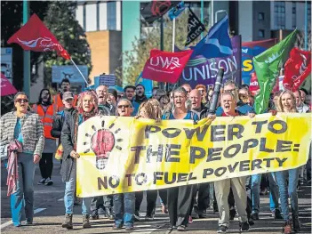  ?? ?? CRISIS: A cost of living protest held by Unite in Dundee. Picture by Mhairi Edwards.