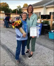  ?? SUBMITTED ?? Bainbridge Christian Preschool was recognized as the Conservati­on Educator of the Year. Director Pam Reisinger, left, accepts the award from Geauga SWCD Education Specialist Gail Prunty.