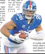  ?? Getty Images ?? CUT TO THE CHASE: Look for Saquon Barkley to be featured in a play called “Scissors,” which the Giants once used with great success with Tiki Barber and Jason Garrett, now the Giants’ offensive coordinato­r, used in Dallas.