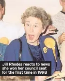  ??  ?? Jill Rhodes reacts to news she won her council seat for the first time in 1998