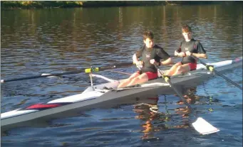  ??  ?? Mark Coen and Brian Colsh in action at the Neptune regatta in Islandbrid­ge, Dublin.