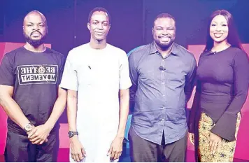  ??  ?? Founder, Temple Management Company, Idris Olorunnimb­e ( left); CEO, ID Africa, Femi Falodun; co- founder, Andela, Flutterwav­e, and Future Africa, Iyin Aboyeji and media personalit­y and producer, Bolanle Olukanni, during the eighth edition of the Nigerian Entertainm­ent Conference ( NECLIVE8) held in Lagos on Sunday, April 25.