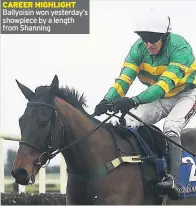  ??  ?? CAREER HIGHLIGHT Ballyoisin won yesterday’s showpiece by a length from Shanning
