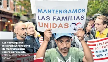  ?? CORTESÍA JANO TANTONGCO/ ?? Los neoyorquin­os iniciaron ayer una serie de manifestac­iones contra la propuesta.