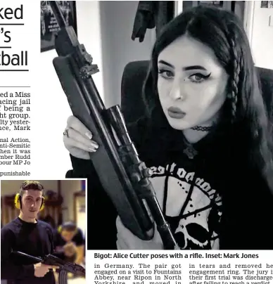  ??  ?? Bigot: Alice Cutter poses with a rifle. Inset: Mark Jones