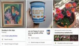  ??  ?? Google Lens knows fine art. And kitschy cups. And oftentimes flowers, too.