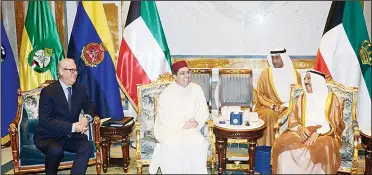  ?? KUNA photo ?? His Highness the Amir Sheikh Sabah Al-Ahmad Al-Jaber AlSabah received at Bayan Palace Tuesday Moroccan Foreign Minister Nasser Bourita. Bourita delivered a verbal message to His Highness the Amir from the King of Morocco Mohammed VI. The Moroccan...