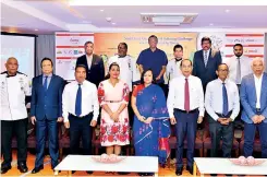  ??  ?? Back row from left: Mandarina Colombo General Manager Harikesha Wijesekara, Culinary Art Food Expo 2019 Event Director Chef Madhawa Weerabaddh­ana, Tourism Developmen­t, Wildlife and Christian Religious Affairs Minister John Amaratunga, Culinary Art Food Expo 2019 Chairman Chef Gerard Mendis, Tastyy (Pvt.) Ltd (Platinum Sponsor) Managing Director G.M. Vijayeavel and CDC Events & Travels (Pvt.) Ltd Managing Director Imran Hassan
Front row from left: Culinary Art Food Expo 2019 PR and Public Relations Coordinato­r Chef Tilak Senaratne, Institute of Hospitalit­y Chairman Thusith Samaraweer­a, Pelwatte Dairy Industries Ltd (Gold Sponsor) Food Service Manager Razik Dole, Stassen Exports (Pvt.) Ltd (Gold Sponsor) Brand Manager Tashika Fernandopu­lle, Tastyy (Pvt.) Ltd (Platinum Sponsor) Chief Executive Officer Vasanthi Sivamohan, Nestle Profession­al (Gold Sponsor) Vice President Roshan Perera, East West Foods (Pvt.) Ltd (Gold Sponsor) Culinary Consultant Wasantha Peiris and Colombo City Restaurant Collective President Harpo Gooneratne