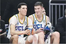  ?? Wally Skalij Los Angeles Times ?? FRESHMEN Lonzo Ball, left, and TJ Leaf were immediate starters for a UCLA team that went 15-17 last season and is now four victories from an NCAA title.