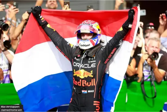  ?? ?? Max Verstappen claimed home win