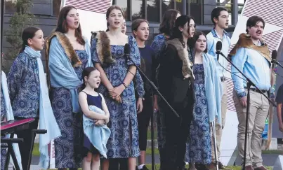  ?? ?? The Yugambeh Lullaby sung by the Yugambeh Youth Choir at the Gold Coast University Hospital. Picture: Amaani Siddeek