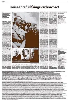  ?? REPRO: SZ ?? Mit dieser Anzeige in der SZ hat eine Völklinger Bürgerinit­iative für die Umbenennun­g der Röchling-Höhe geworben.