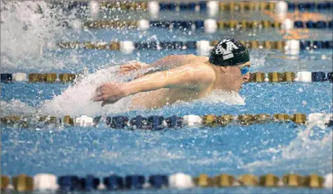  ?? Antonella Crescimben/Post-Gazette ?? Belle Vernon junior Ian Shahan, shown here at the WPIAL championsh­ips his freshman season, is the defending WPIAL and PIAA Class 2A champion in the 100 butterfly and 100 freestyle.