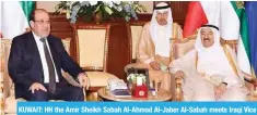  ??  ?? KUWAIT: HH the Amir Sheikh Sabah Al-Ahmad Al-Jaber Al-Sabah meets Iraqi Vice President Nouri Al-Maliki yesterday. — KUNA