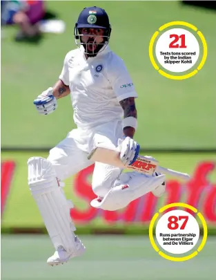  ?? AFP ?? Kohli celebrates after scoring a century during the third day of the second Test against South Africa. —