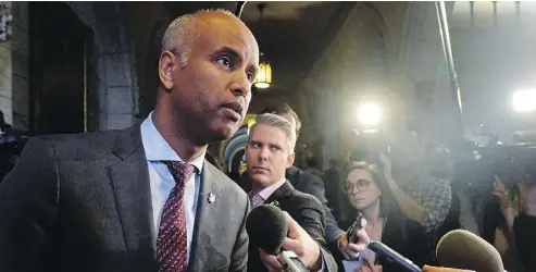  ?? ADRIAN WYLD / THE CANADIAN PRESS ?? Minister of Immigratio­n, Refugees and Citizenshi­p Ahmed Hussen says Canadian opposition to the UN Global Compact for Safe, Orderly and Regular Migration is coming from politician­s stoking fears about migrants.