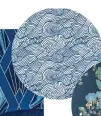  ?? ?? Capella Wave wallpaper in Navy,
£18.99 per roll, Wayfair