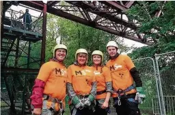  ??  ?? We are abseiling Pictured following their charity plunge from the Forth rail bridge are,left to right, Piero Ginestri, Sandra Ginestri, Anna Ginestri and David Simpson