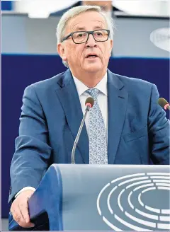  ?? Picture: EPA ?? FEDERAL DREAM: Juncker speaking on Wednesday