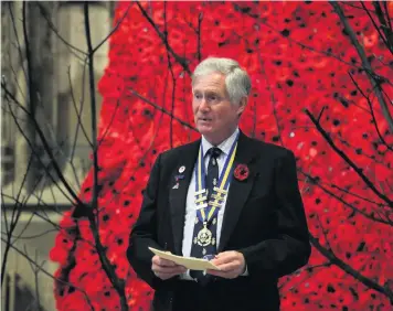  ?? Pictures: Anna Lythgoe ?? Air Vice Marshal Ian Corbitt at the Poppy Appeal launch at Gloucester Cathedral