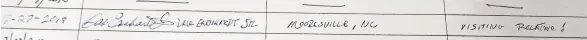  ?? PAUL REINHARD/SPECIAL TO THE MORNING CALL ?? Dale Earnhardt Jr. signed the guest book of the 1803 House in Emmaus as a visiting relative. The famed auto racer said in his years of researchin­g his family history that he had not found another home that dates anywhere near as far back as the Lehigh Valley site.