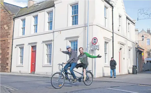  ?? Picture: Paul Reid. ?? Angus Cycle Hub has secured £60,000-plus to help it move into Arbroath’s former police station. Project director Scott Francis, left, with community mechanic Calum Watson outside the premises.