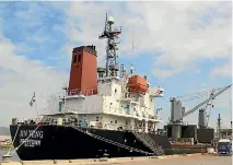  ?? PHOTO: AP ?? Crewmen of the North Korean cargo vessel Jin Teng stand on the middle of the deck as it unloads its cargo while docked at Subic Bay, in Zambales province, northwest of Manila, Philippine­s.