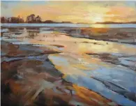  ??  ?? Chesterman Sunset, oil on linen, 11 x 14" (28 x 36 cm) Transition­s from cool to warm colour— or light to dark—were key in creating a dynamic feeling in this painting.