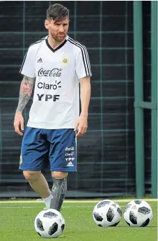  ?? /Reuters ?? Maestro: Argentina’s Lionel Messi at a training session in Barcelona, Spain, on Wednesday. Russia 2018 is probably Messi’s last shot at the World Cup.