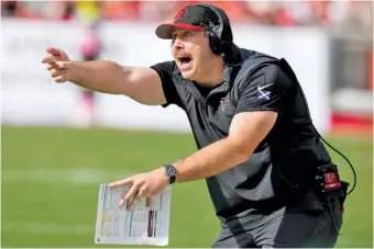  ?? AP FILE PHOTO/CHRIS O’MEARA ?? Arthur Smith, pictured, is in his third year as head coach of the Atlanta Falcons, but before that the Tennessee native spent a decade with the Titans, working his way up to offensive coordinato­r under Mike Vrabel.