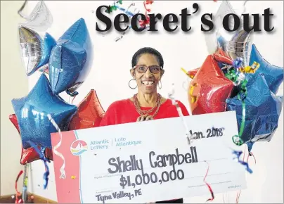  ?? ATLANTIC LOTTERY CORPORATIO­N PHOTO ?? Shelly Campbell and her husband Jim, of Tyne Valley, were announced Wednesday as P.E.I.’s newest millionair­es. Shelly won $1 million in the Nov. 25 Atlantic 49 draw.