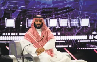  ?? Tasneem Alsultan / New York Times ?? Saudi Crown Prince Mohammed bin Salman stands accused in a U.S. Senate resolution of being responsibl­e for the killing of journalist and dissident Jamal Khashoggi in October.