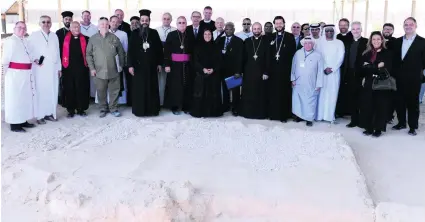  ?? Wam ?? Sheikha Lubna Al Qasimi, Minister for Tolerance, joins the bishops visiting the monastery on Sir Bani Yas.