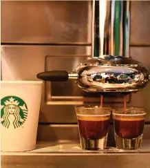  ?? (Reuters) ?? ESPRESSO IS BREWED at a Starbucks in Austin, Texas, last month.