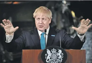  ?? Rui Vieira Associated Press ?? THE COURT statement is at odds with British Prime Minister Boris Johnson’s insistence that he won’t seek a Brexit extension from the EU under any circumstan­ces. The U.K. is scheduled to leave the bloc on Oct. 31.