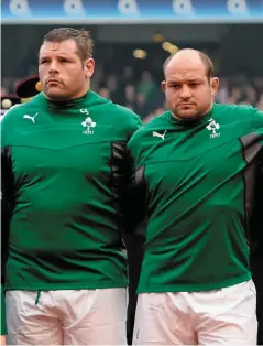  ?? SPORTSFILE ?? Captains fantastic: Ireland’s last three skippers Paul O’Connell, Rory Best and Brian O’Driscoll line up, alongside Mike Ross, prior to a 2014 clash against Italy