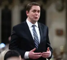  ?? JUSTIN TANG/THE CANADIAN PRESS ?? Conservati­ve Leader Andrew Scheer could be seen as choosing partisan battles over sober second thought by delaying the Senate vote.