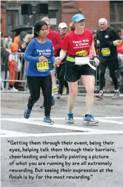  ??  ?? LEFT Maria de Guzman and Carolyn Moore runnnig the Boston Marathon