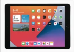  ??  ?? The iPad (2020) has 10.2in Retina display, with thin bezels on the top and bottom of the panel.